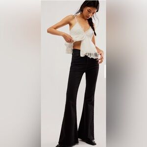 Lee from Anthropologie High waist black flare leg jeans size 28